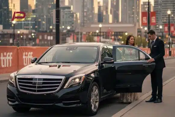 TIFF limo pickup at The Ritz-Carlton Toronto with chauffeur assistance.